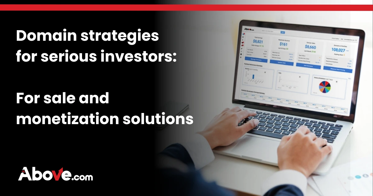 Business user reviewing domain portfolio performance on Above.com’s dashboard.