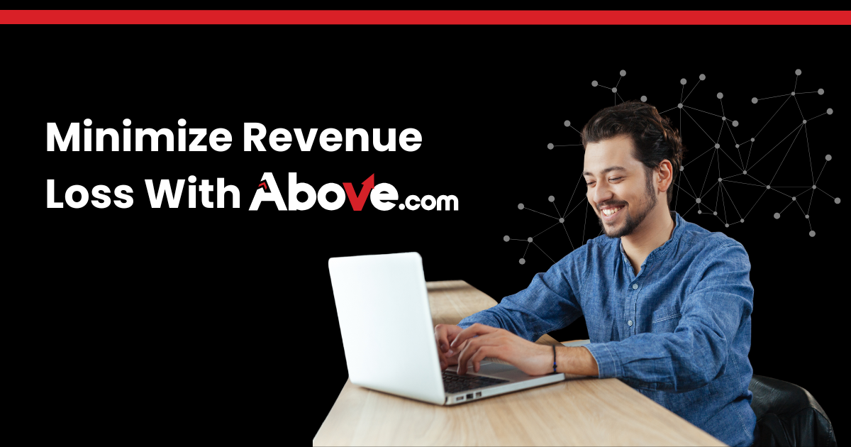smart casual man sitting at a laptop with the caption maximize revenue loss