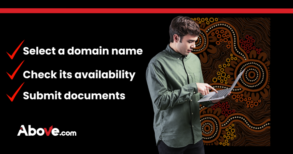 Man registering his Australian domain on his laptop Steps to registering an Australian Domain from Overseas