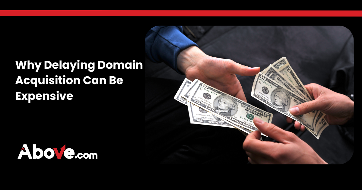 money being exchanged between different people relating to the cost of delaying buying the best domain name