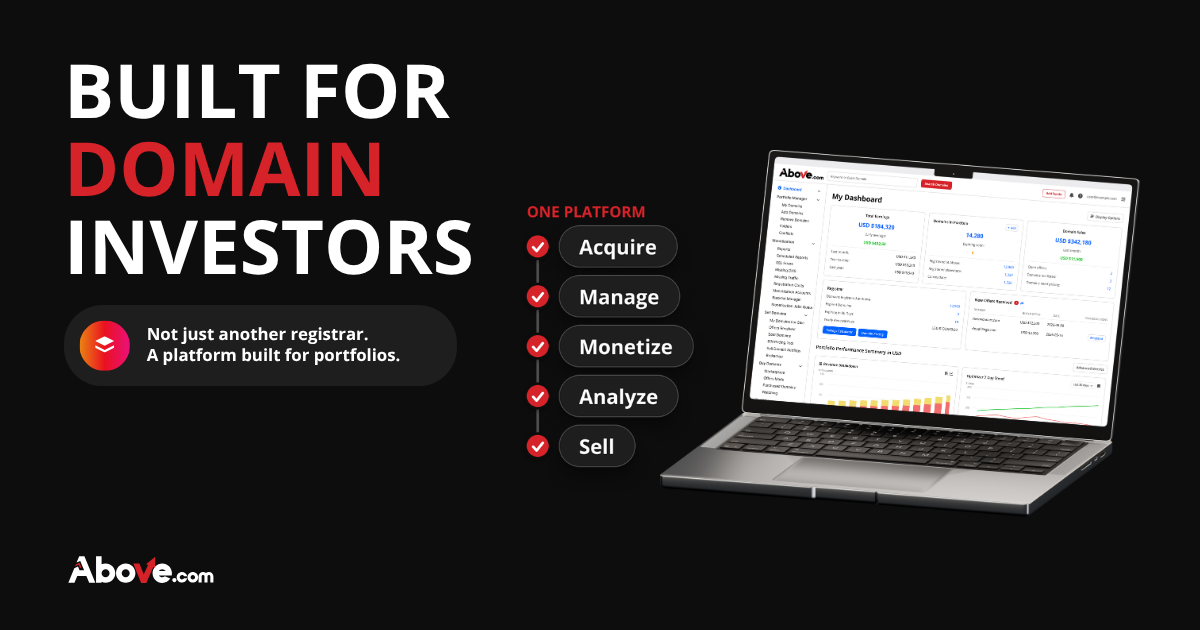 laptop with wording built for domain investors